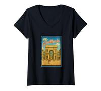 Femme Milan Italy Poster touristique vintage Années 50 T-Shirt avec Col en V