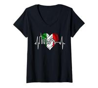 Femme Milan Skyline Italie Battement de Cœur Fan J'aime Milano T-Shirt avec Col en V