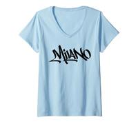 Femme Milano Graffiti City Street Art Handstyle Italie Souvenir T-Shirt avec Col en V