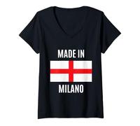 Femme Milano Orgoglio Locale Italia Città Travel Souvenir T-Shirt avec Col en V