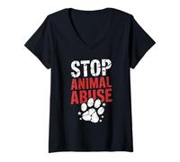 Femme Militant Droits Animaux Amour Végan Respect Protection T-Shirt avec Col en V
