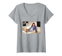 Femme Milla Jovovich Fifth Element Resident Evil Michael Grecco T-Shirt avec Col en V