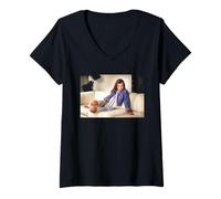 Femme Milla Jovovich Resident Evil Fifth Element Michael Grecco T-Shirt avec Col en V