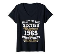Femme Millésime 1965 58e Anniversaire Built in The Sixties Cadeau T-Shirt avec Col en V
