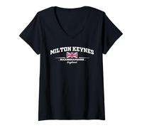Femme Milton Keynes England T-Shirt avec Col en V