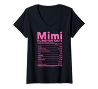 Femme Mimi Nom Nutrition Faits Personnalisés Femmes Fille Rose Mignon T-Shirt avec Col en V
