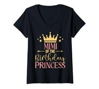 Femme MIMI of the Birthday Princess Cute Family BDay Party T-Shirt avec Col en V