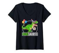 Femme Mimisaurus T-Rex Dinosaure pour Grand-mère Saurus T-Shirt avec Col en V