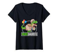 Femme Mimisaurus T-Rex Dinosaure pour Grand-mère Saurus T-Shirt avec Col en V