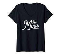Femme Mina Fête des Grands Mères idée Mina T-Shirt avec Col en V