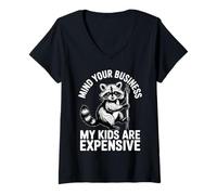 Femme Mind Your Business Mes Enfants coûtent Cher Raton Laveur T-Shirt avec Col en V