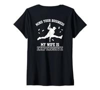 Femme Mind Your Business My Wife is Expensive Funny Husband Meme T-Shirt avec Col en V