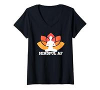 Femme Mindful AF Funny as Fuck Meme Yoga Meditation Meme T-Shirt avec Col en V