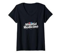 Femme Mindful Medicine Design Placebo Amusant T-Shirt avec Col en V