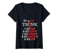 Femme Mindful Speech Acronym True Helpful Inspiring Kind Graphic T-Shirt avec Col en V