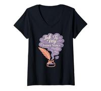 Femme Mindfulness Journal Self Care Thérapie du Bien-être Mental T-Shirt avec Col en V
