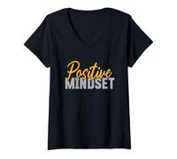Femme Mindset Positivity Art Inspirational Mind Motivational Citation T-Shirt avec Col en V