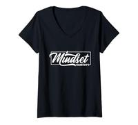 Femme Mindset Positivity Art Inspirational Mind Motivational Citation T-Shirt avec Col en V