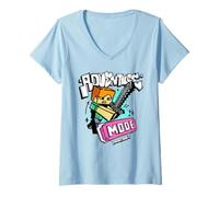 Femme Minecraft Alex Adventure Mode Graffiti Style Lettering & Art T-Shirt avec Col en V