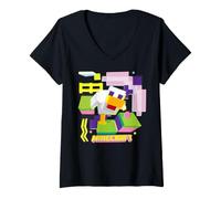 Femme Minecraft Chicken in Colorful World Pop Style Portrait T-Shirt avec Col en V
