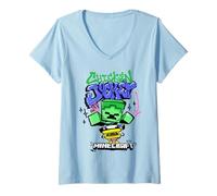 Femme Minecraft Chicken Jockey Graffiti Style Lettering & Art T-Shirt avec Col en V