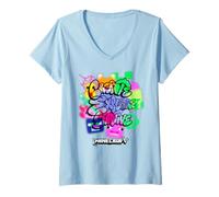 Femme Minecraft Create Explore Survive Graffiti Style Lettering T-Shirt avec Col en V