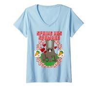 Femme Minecraft Easter Spring Has Spawned Bunny Rabbit and Carrots T-Shirt avec Col en V