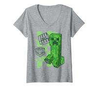 Femme Minecraft KA-Boom! Creeper and TNT Pixel Art T-Shirt avec Col en V