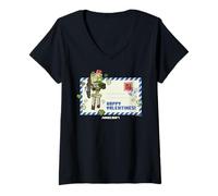 Femme Minecraft Valentine's Day Happy Valentines! Letter Skeleton T-Shirt avec Col en V