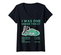 Femme Mini-Golf, J'avais Moins d'un an Aujourd'hui T-Shirt avec Col en V
