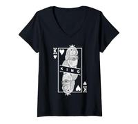 Femme Mini Lapin Lapin Roi de cœurs Amusant Pop Art T-Shirt avec Col en V