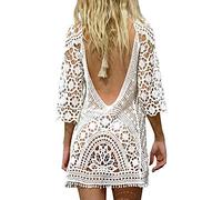 Femme Mini Robes de Plage Tunique Pull Kimono Bohême Mode Dos Nu Bikini Cover Up Crochet Blouse Taille Unique