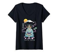 Femme Miniature American Shepherd T-Shirt avec Col en V