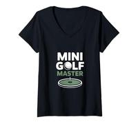 Femme Minigolf Master Funny Crazy Putt T-Shirt avec Col en V