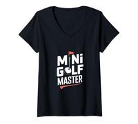 Femme Minigolf Master Funny Crazy Putt T-Shirt avec Col en V