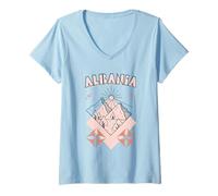 Femme Minimal Boho Travel Line Art Albanie Vacances T-Shirt avec Col en V