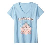 Femme Minimal Boho Travel Line Art Equateur Vacances T-Shirt avec Col en V