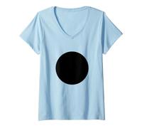 Femme Minimalist Black Circle Geometric Dot Graphic T-Shirt avec Col en V
