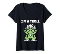 Femme Minimalist Fantasy Creature Monster Simple I'm a Troll T-Shirt avec Col en V