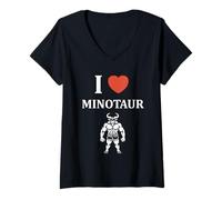 Femme Minimalist Monster Minotaur Greek mythology i love Minotaur T-Shirt avec Col en V