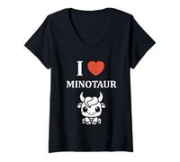 Femme Minimalist Monster Minotaur Greek mythology i love Minotaur T-Shirt avec Col en V