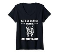 Femme Minimalist Monster Minotaur Greek mythology i'm a Minotaur T-Shirt avec Col en V