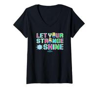 Femme Minions 8-bit Let Your Strange Shine T-Shirt avec Col en V