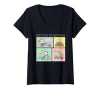 Femme Minions Better Together Bob & Tim Adventures T-Shirt avec Col en V