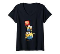 Femme Minions Bob and Otto Lunar New Year T-Shirt avec Col en V
