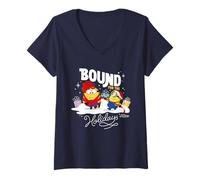 Femme Minions Bound for The Holidays Festive T-Shirt avec Col en V