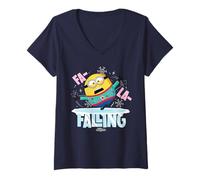 Femme Minions FA La La Falling Christmas Holiday T-Shirt avec Col en V