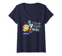 Femme Minions Merry Mayhem Funny Holiday T-Shirt avec Col en V