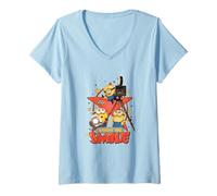 Femme Minions & Monsters Hollywood Smile T-Shirt avec Col en V