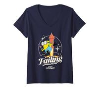 Femme Minions Rocket Falling Upwards T-Shirt avec Col en V